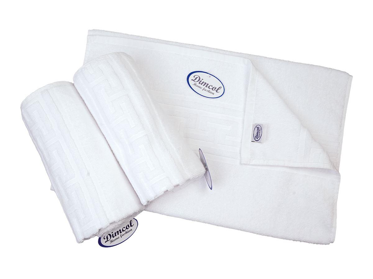 DIMcol Ξενοδοχειακή Πετσέτα 500 gr/m² Jacquard Μαίανδρος 70X140 Λευκό 100% Cotton