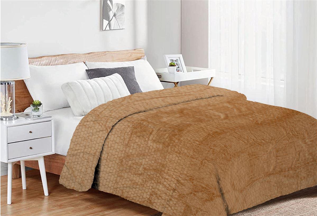 DIMcol Κουβέρτα Coral Fleece Jacquard Brick 02 220X240 Beige 100% Polyester