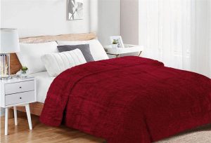 DIMcol Κουβέρτα Coral Fleece Jacquard Brick 04 220X240 Bordeaux 100% Polyester