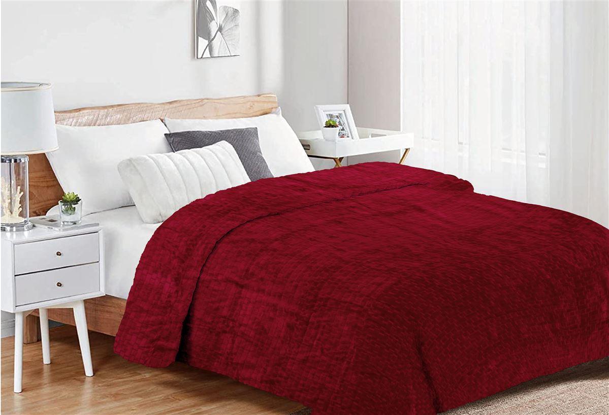 DIMcol Κουβέρτα Coral Fleece Jacquard Brick 04 220X240 Bordeaux 100% Polyester