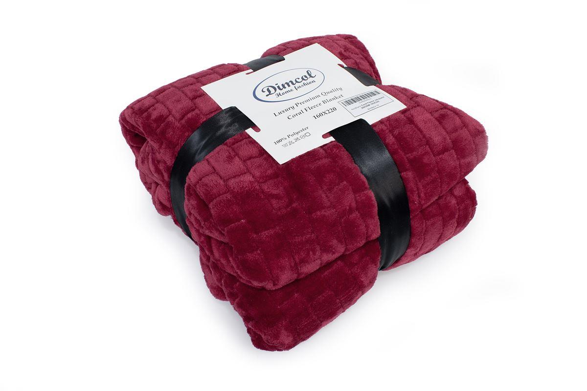 DIMcol Κουβέρτα Coral Fleece Jacquard Brick 04 220X240 Bordeaux 100% Polyester - Image 2