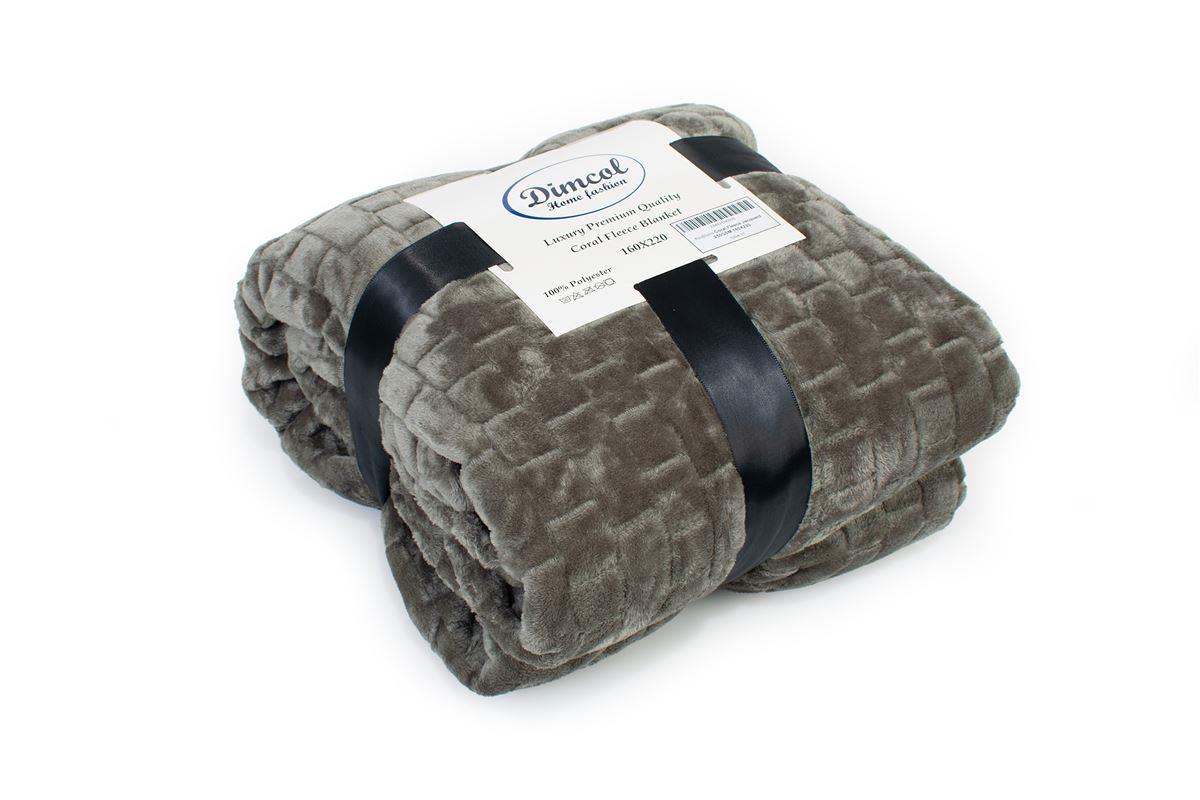 DIMcol Κουβέρτα Coral Fleece Jacquard Brick 07 160X220 Olive 100% Polyester - Image 2