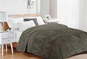 DIMcol Κουβέρτα Coral Fleece Jacquard Brick 07 220X240 Olive 100% Polyester