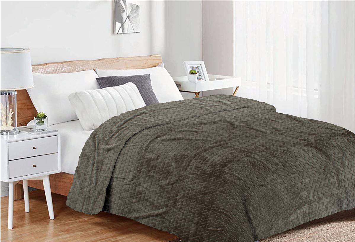 DIMcol Κουβέρτα Coral Fleece Jacquard Brick 07 220X240 Olive 100% Polyester