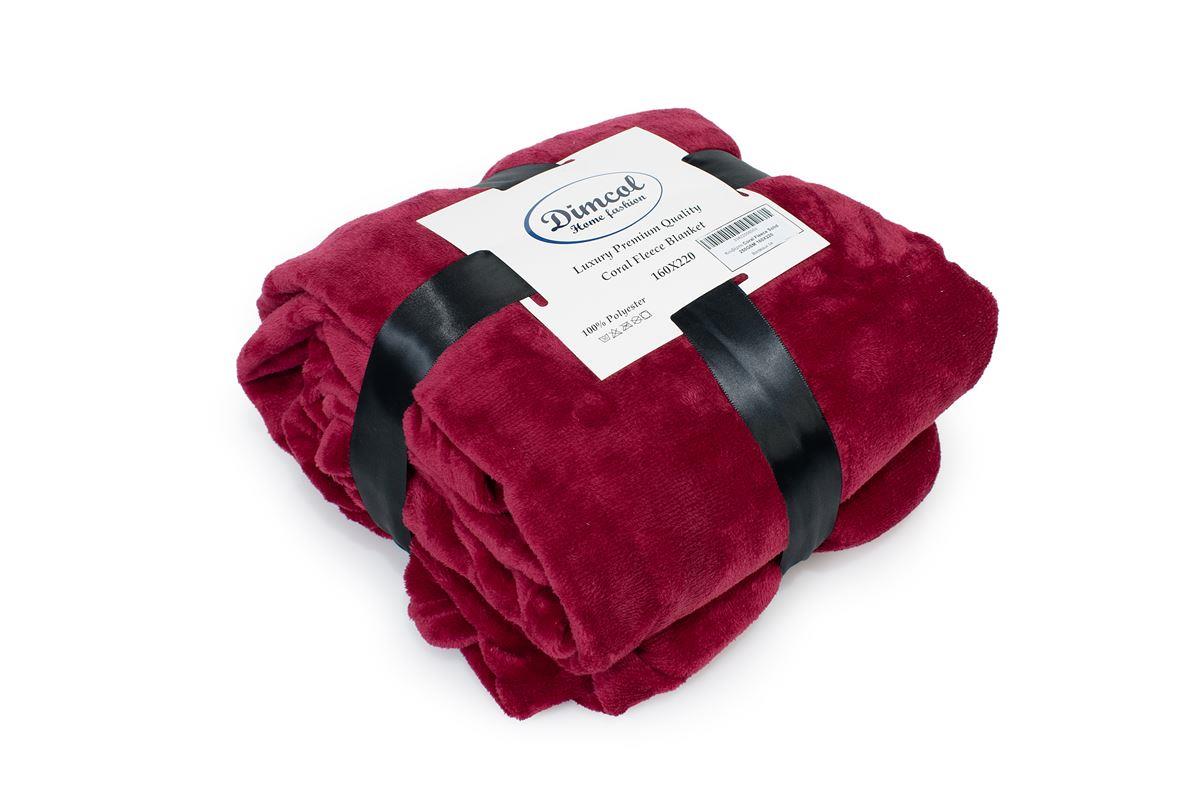 DIMcol Κουβέρτα Coral Fleece Solid 04 160X220 Bordeaux 100% Polyester - Image 2