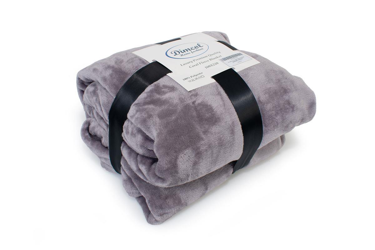 DIMcol Κουβέρτα Coral Fleece Solid 06 220X240 Grey 100% Polyester - Image 2