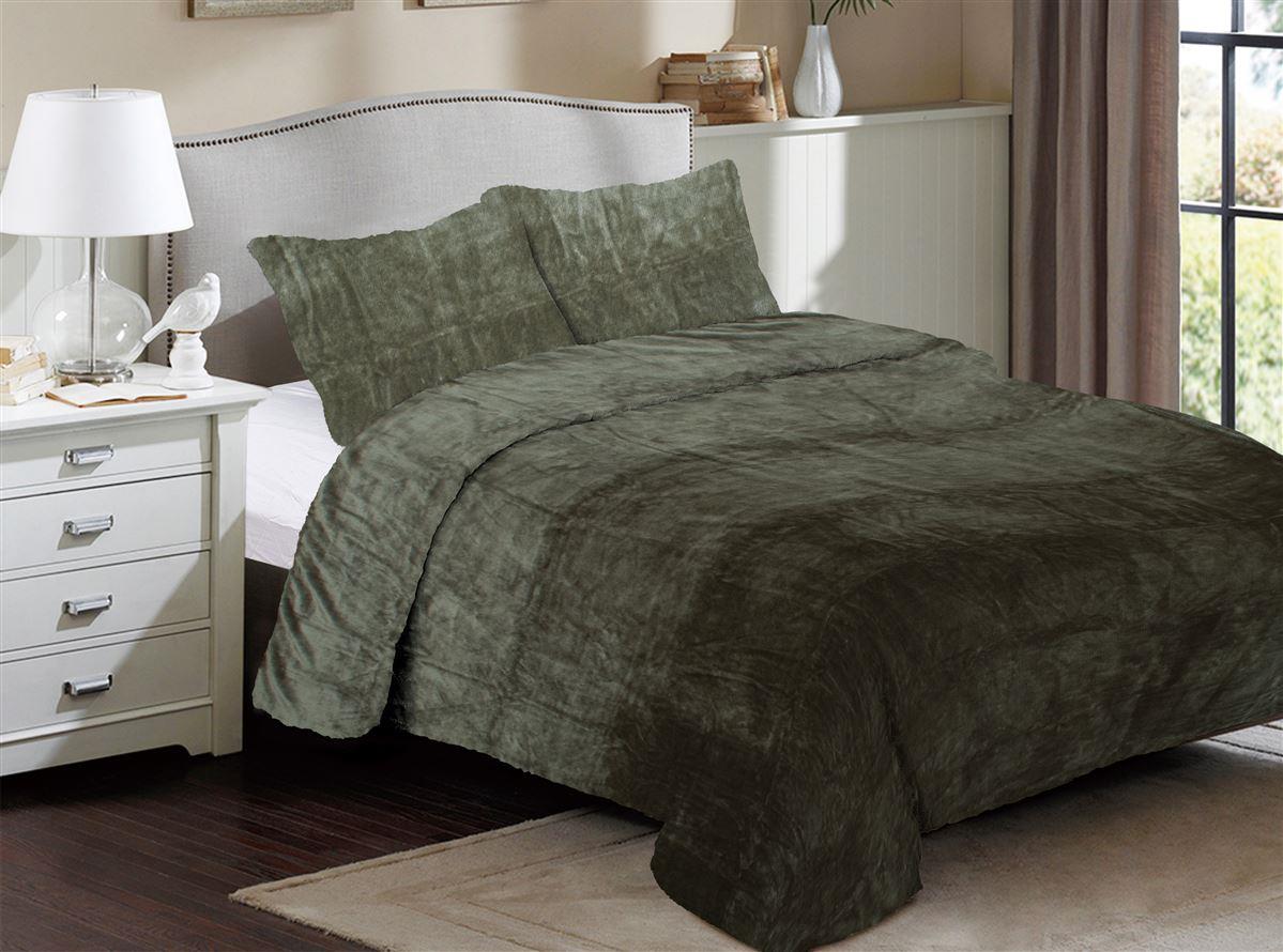 DIMcol Κουβέρτα Coral Fleece Solid 07 220X240 Olive 100% Polyester