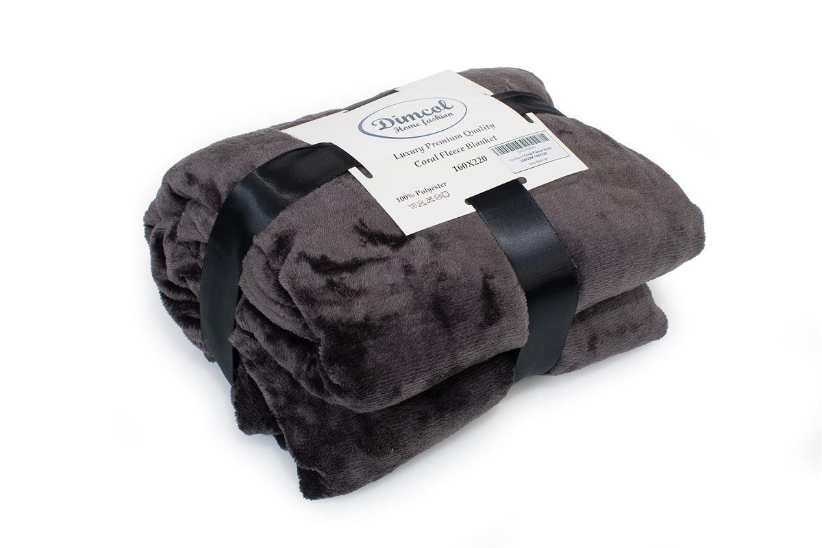 DIMcol Κουβέρτα Coral Fleece Solid 08 220X240 Grey-Black 100% Polyester - Image 2