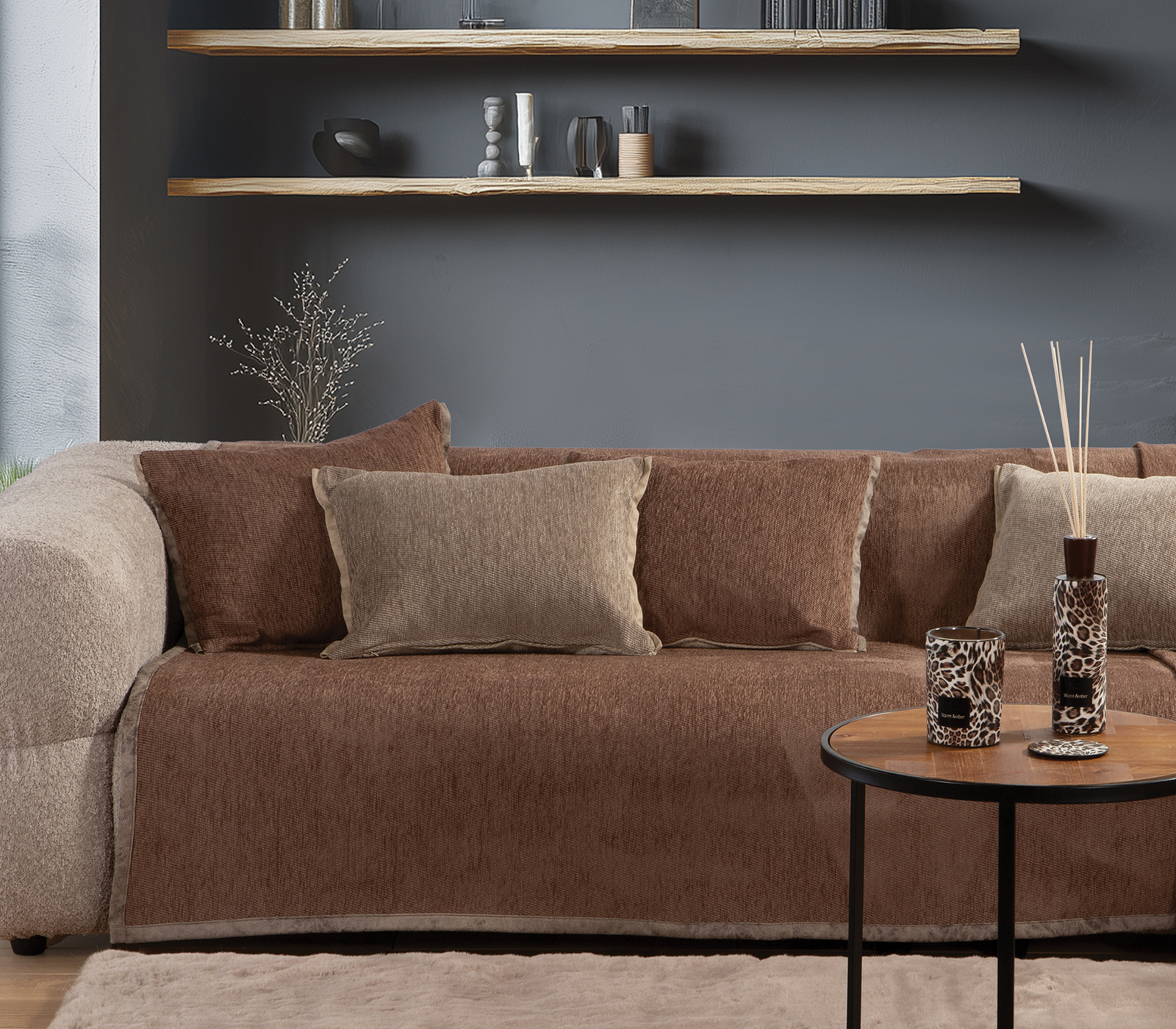 Nef-Nef Homeware Ριχτάρι Πολυθρόνας New Tanger 180x180 BROWN/ECRU