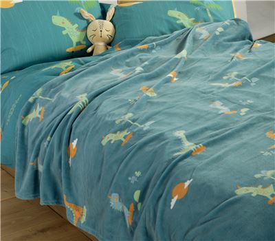 Nef-Nef Homeware ΚΟΥΒΕΡΤΑ FLEECE ΠΟΛ.DINOS ON WHEELS 160X220 PETROL - Image 2