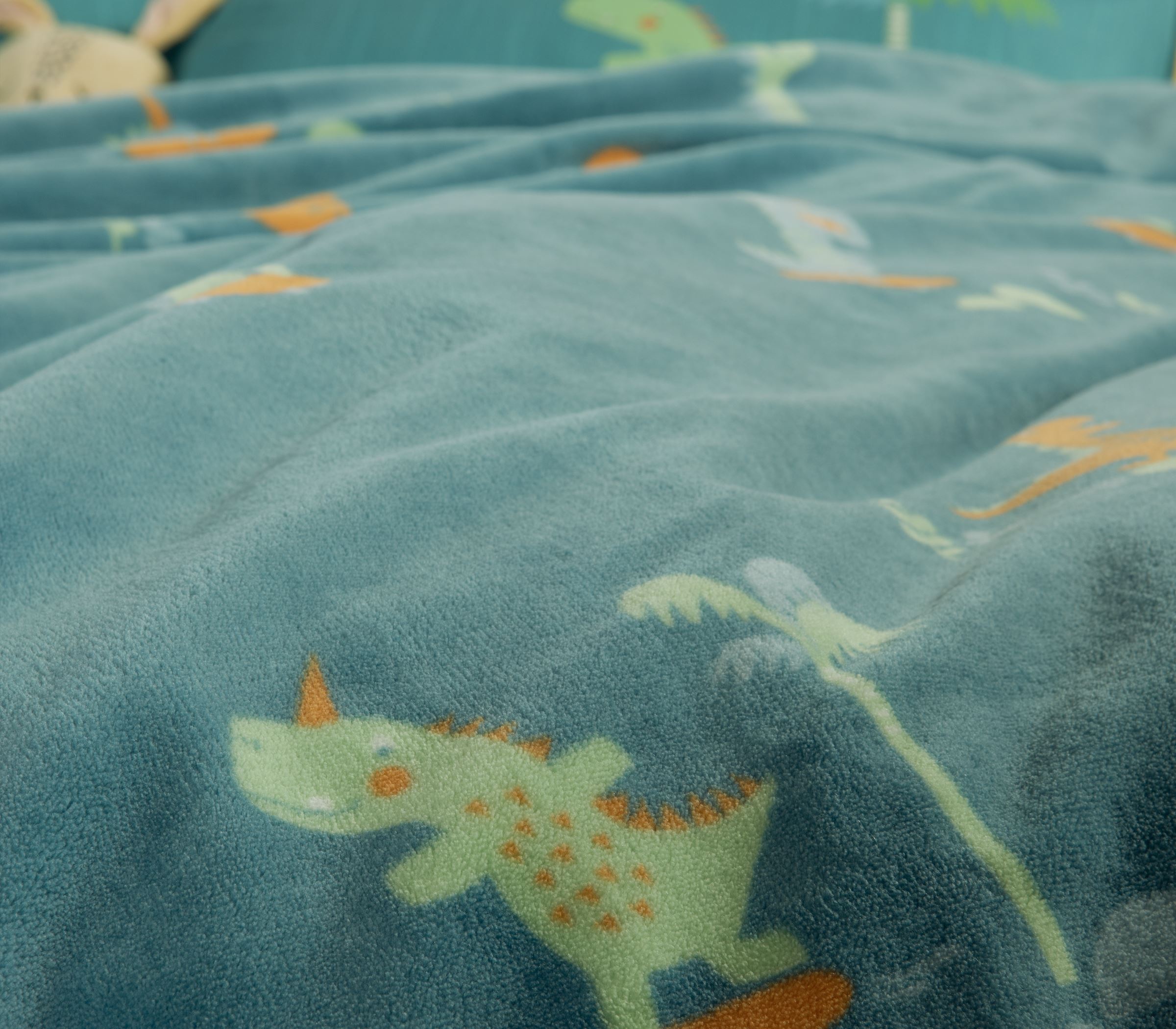 Nef-Nef Homeware ΚΟΥΒΕΡΤΑ FLEECE ΠΟΛ.DINOS ON WHEELS 160X220 PETROL - Image 4