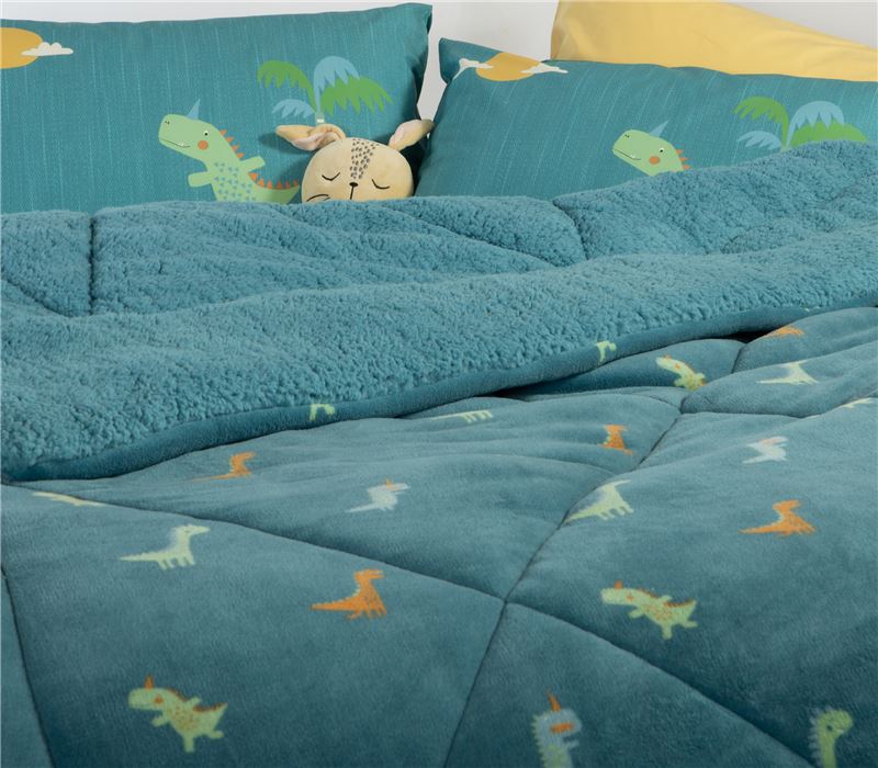 Nef-Nef Homeware Κουβερτοπαπλωμα ΠΟΛ.DINOS ON WHEELS 160X220 PETROL - Image 2