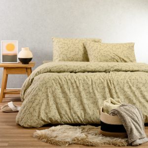 Melinen Home Σετ Σεντονια Φανελενια King Size Poppy Pastel Olive (270X260) 270X260