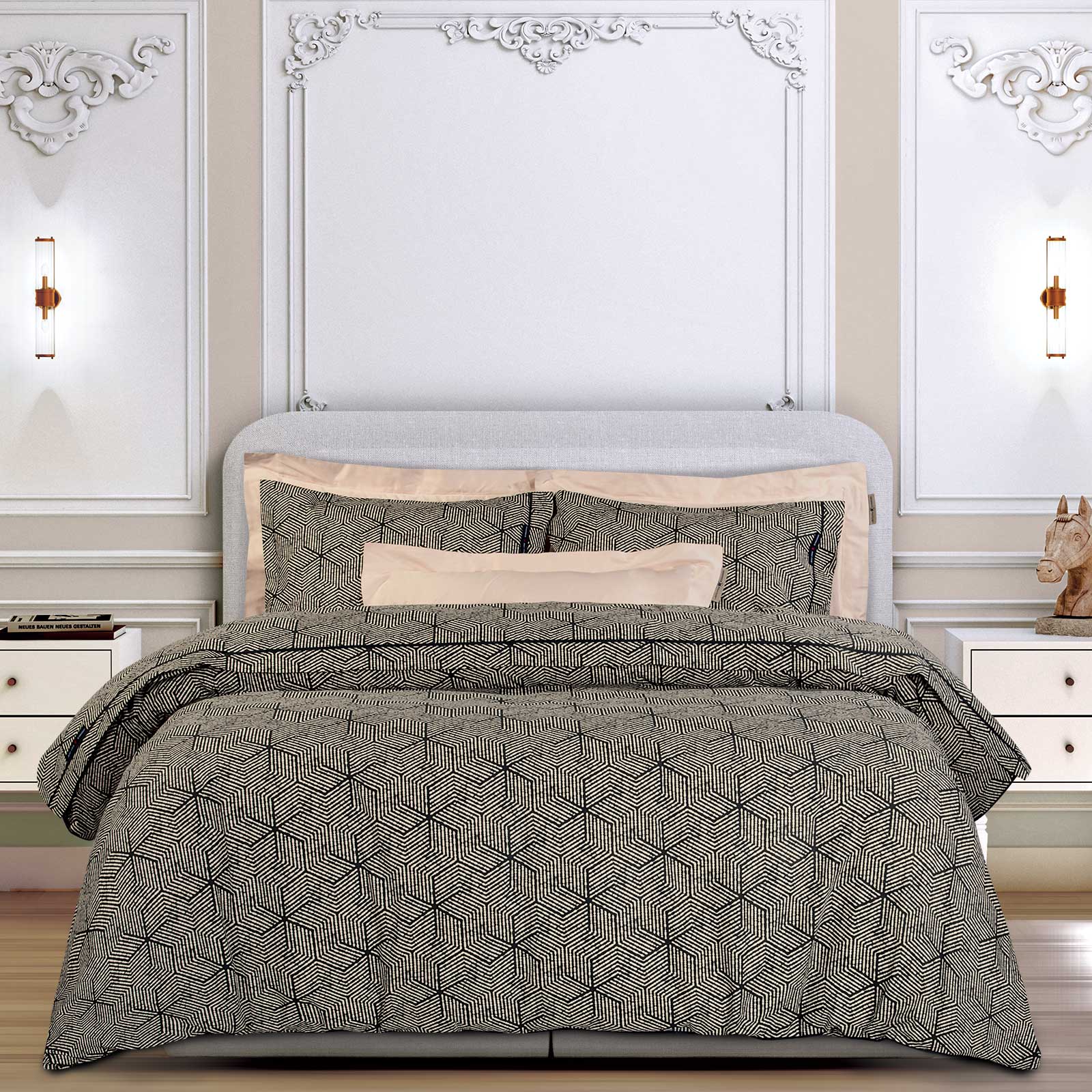 Greenwich Polo Club Παπλωματοθήκη Σετ Essential 2366 220x240 Υπέρδιπλο BEIGE, BLACK