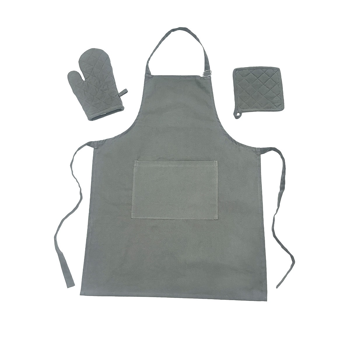 Melinen Home Σετ 3 Τεμ. Ποδια, Πιαστρα & Γαντι Zoe Olive/Grey 18x28