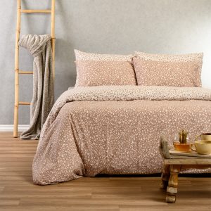 Melinen Home Παπλωματοθηκη Υπερδιπλη Leo Mocca Casual Line (225X245) 225Χ245