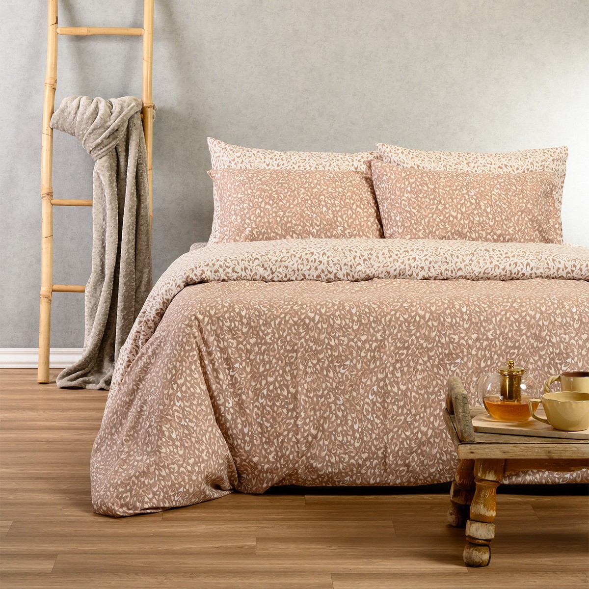 Melinen Home Σετ Σεντονια Διπλα Leo Mocca Casual Line (205X270) 205Χ270