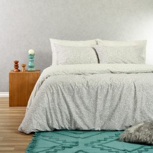 Melinen Home Σετ Σεντονια Υπερδιπλα (Λ) Leo Aqua/Grey Casual Line (160Χ200+32) 235Χ270