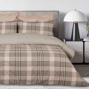 Das Home Σετ Παπλωματοθήκη Μονή Happy Flannel 160x240 Beige - Olive 100% Cotton Flannel