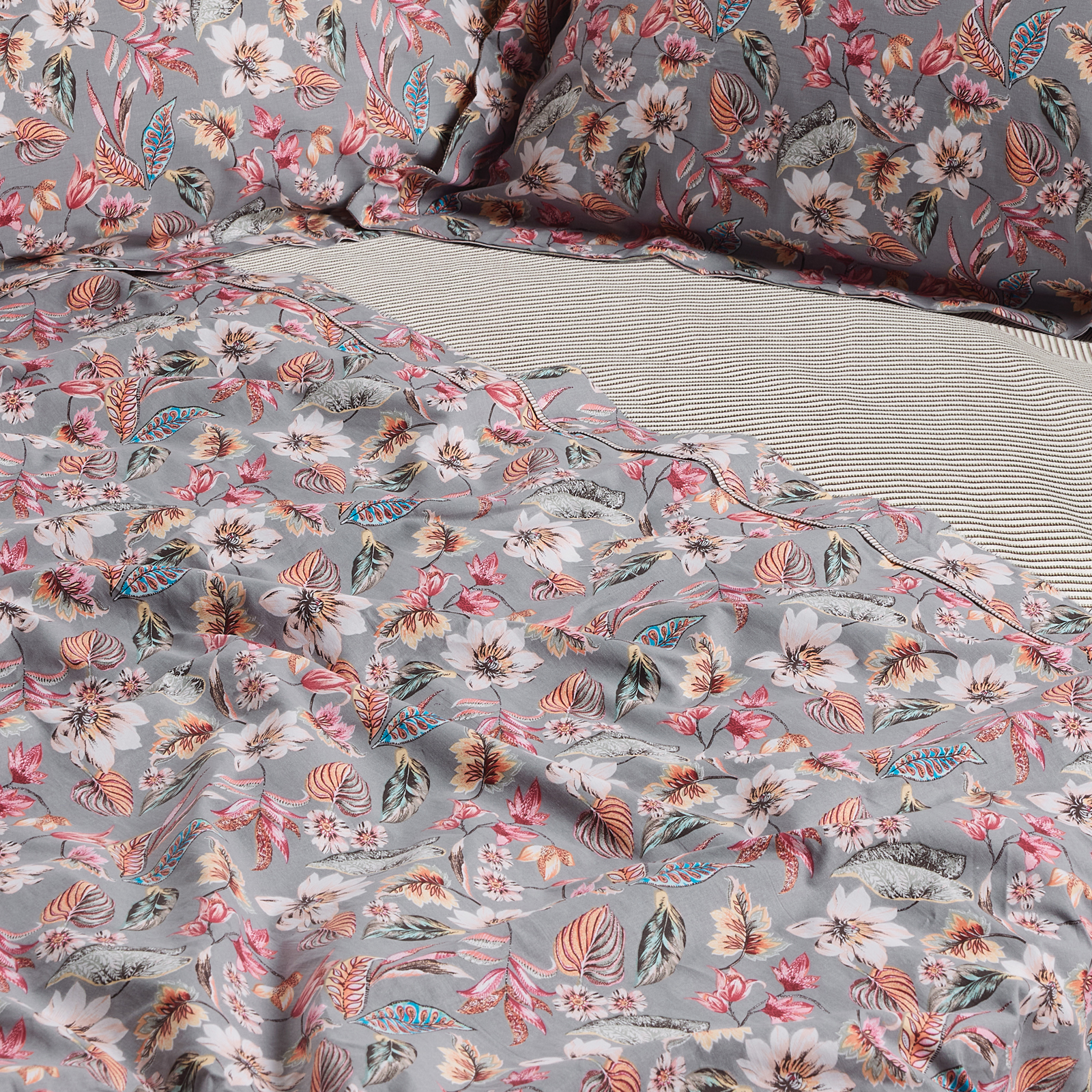 Das Home Σετ Παπλωματοθήκη Υπερδιπλή Daily 3176 Grey - Pink 220x240cm - 50x70+5cm 100% Cotton - Image 2