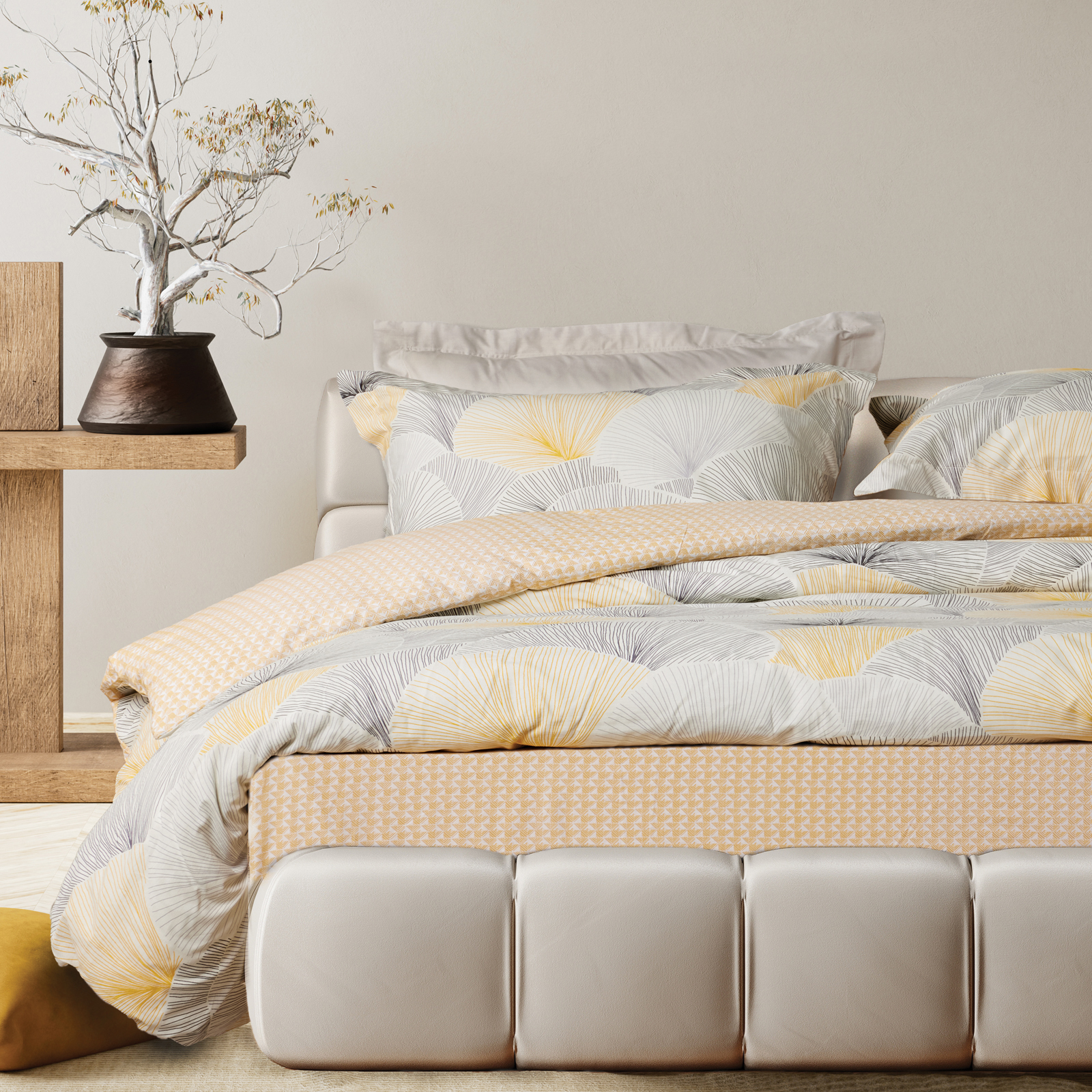 Das Home Σετ Παπλωματοθηκη Υπερδιπλη Happy 9685 Grey - Ochre Grey - Ochre