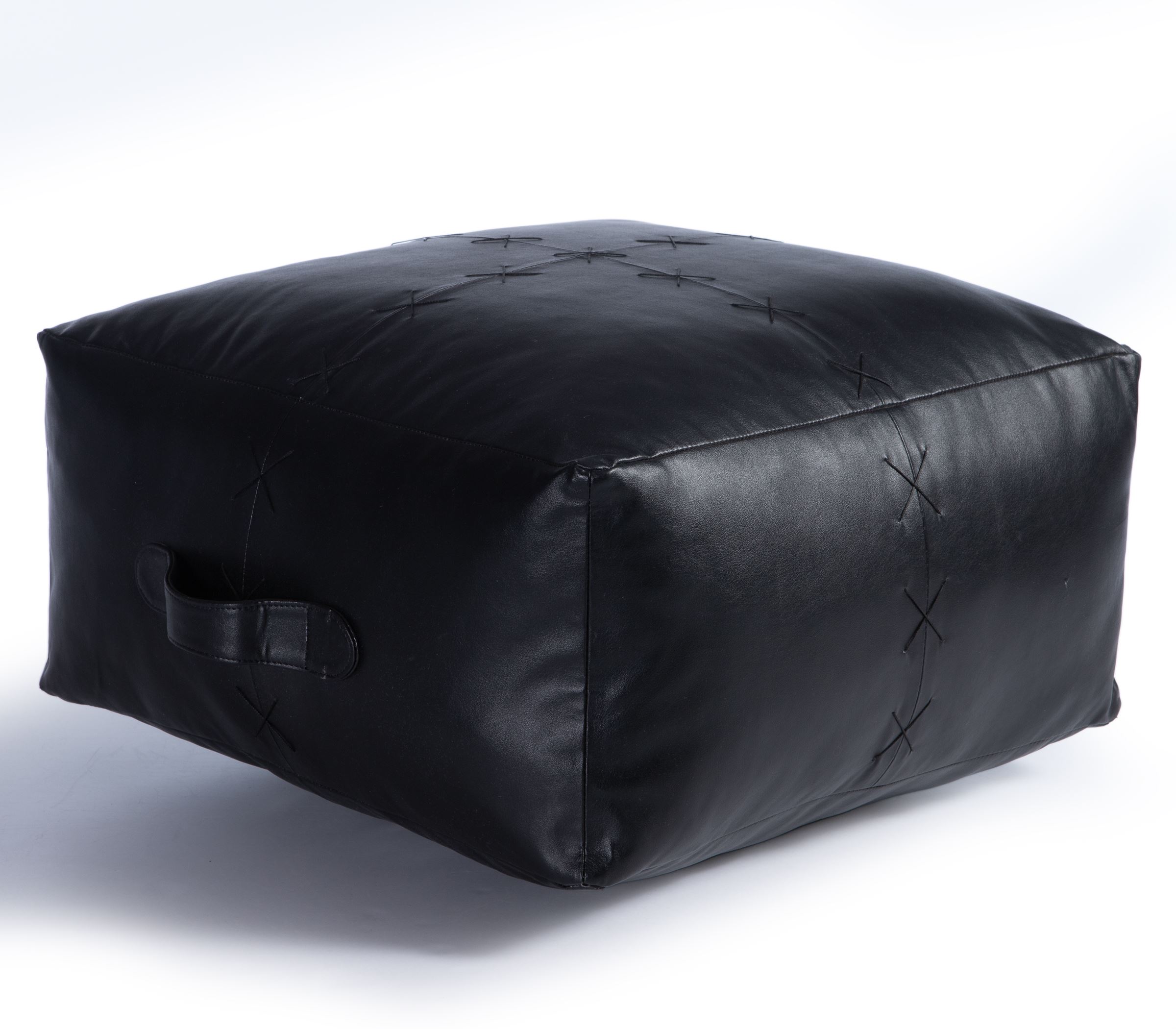 Nef-Nef Homeware Πουφ Lethal 50x50x25 BLACK Τεχνητό Δέρμα