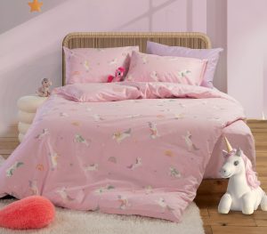 Nef-Nef Homeware ΠΑΙΔΙΚΑ ΣΕΤ ΣΕΝΤΟΝΙΑ ΒΑΜΒ. ΜΟΝΟ UNICORNS STYLE PINK