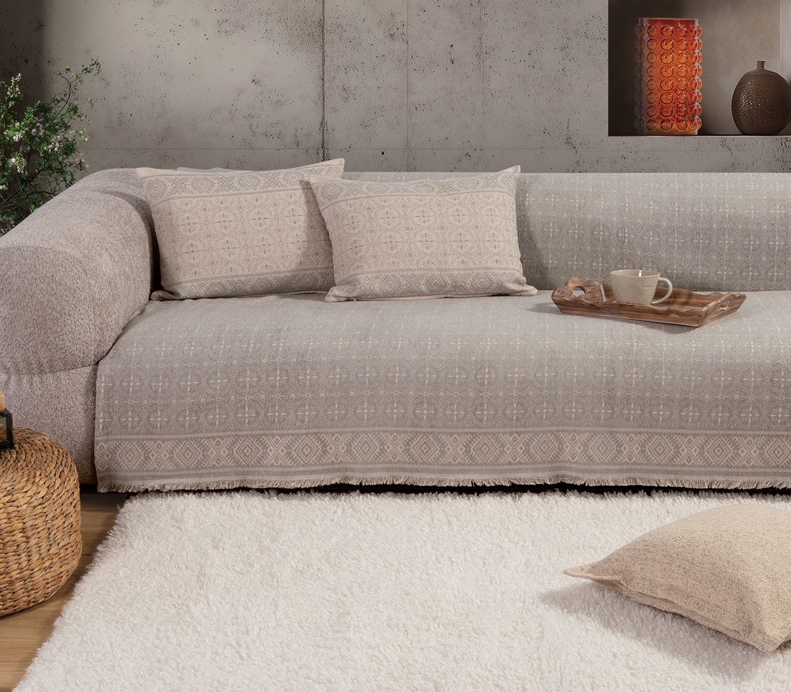 Nef-Nef Homeware ΡΙΧΤΑΡΙ ΠΟΛΥΘΡΟΝΑΣ ΑΚΡ-BAMB-ΠΟΛ JENERIA 170X180 GREY