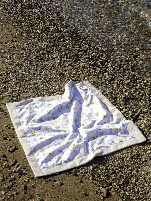 Nima Bebe Πετσέτα Θαλάσσης 75x75 - Beach Dino Γκρι, Μπλε, Κίτρινο
