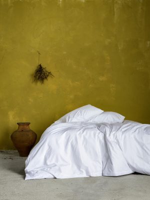 Nima Hotelling Παπλωματοθήκη 250x270 - 240 Κλωστές Σατέν ρίγα 1cm - 100% Βαμβάκι Πενιέ Λευκό