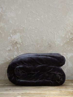 Nima Home Κουβέρτα Βελουτέ Υπέρδιπλη 220x240 Coperta - Black Μαύρο
