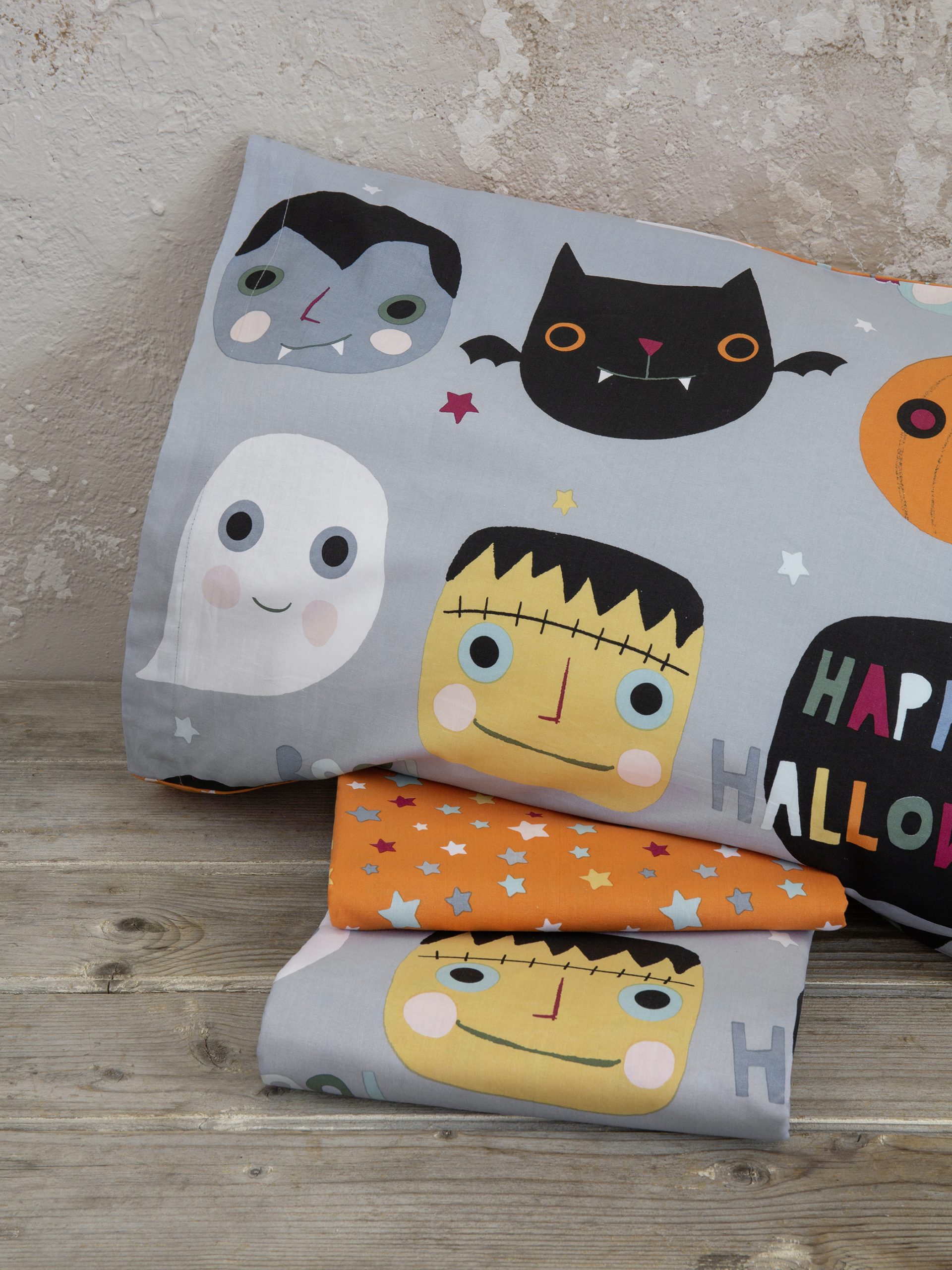 Nima Kids Σετ Σεντόνια Μονά - Happy Halloween Γκρι, Τερακότα - Image 3