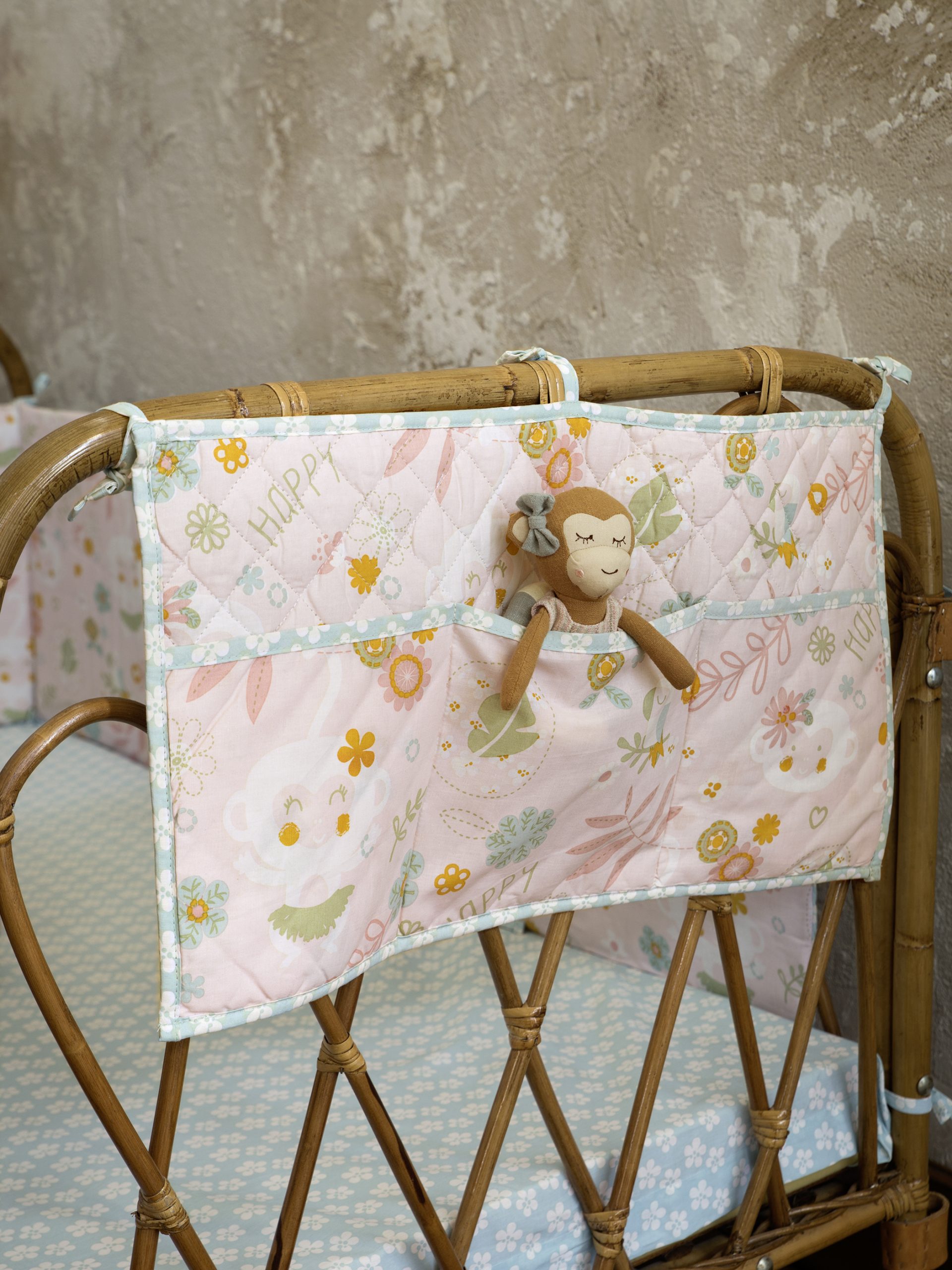 Nima Bebe Βρεφική θήκη οργάνωσης 60x30 - Happy Monkey Ροζ, Μέντα