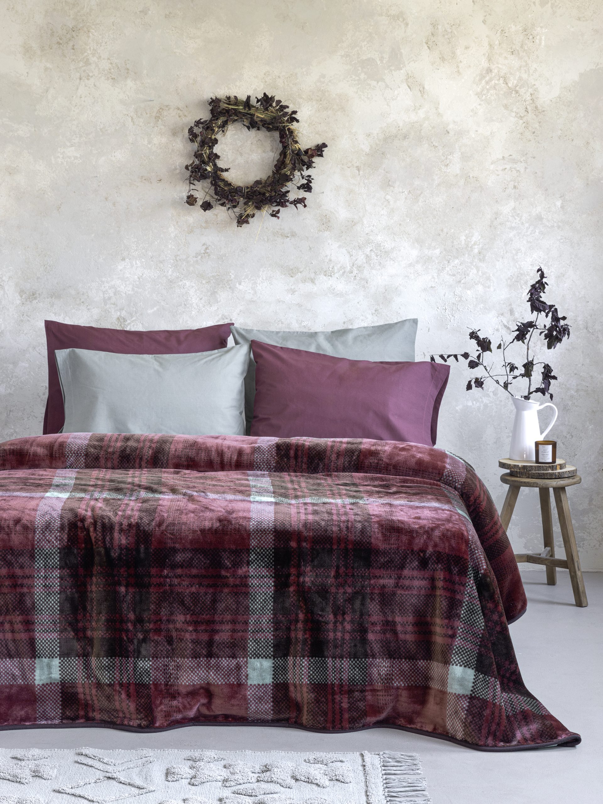 Nima Home Κουβέρτα Βελουτέ Μονή 160x220 - Cozy Μπορντώ