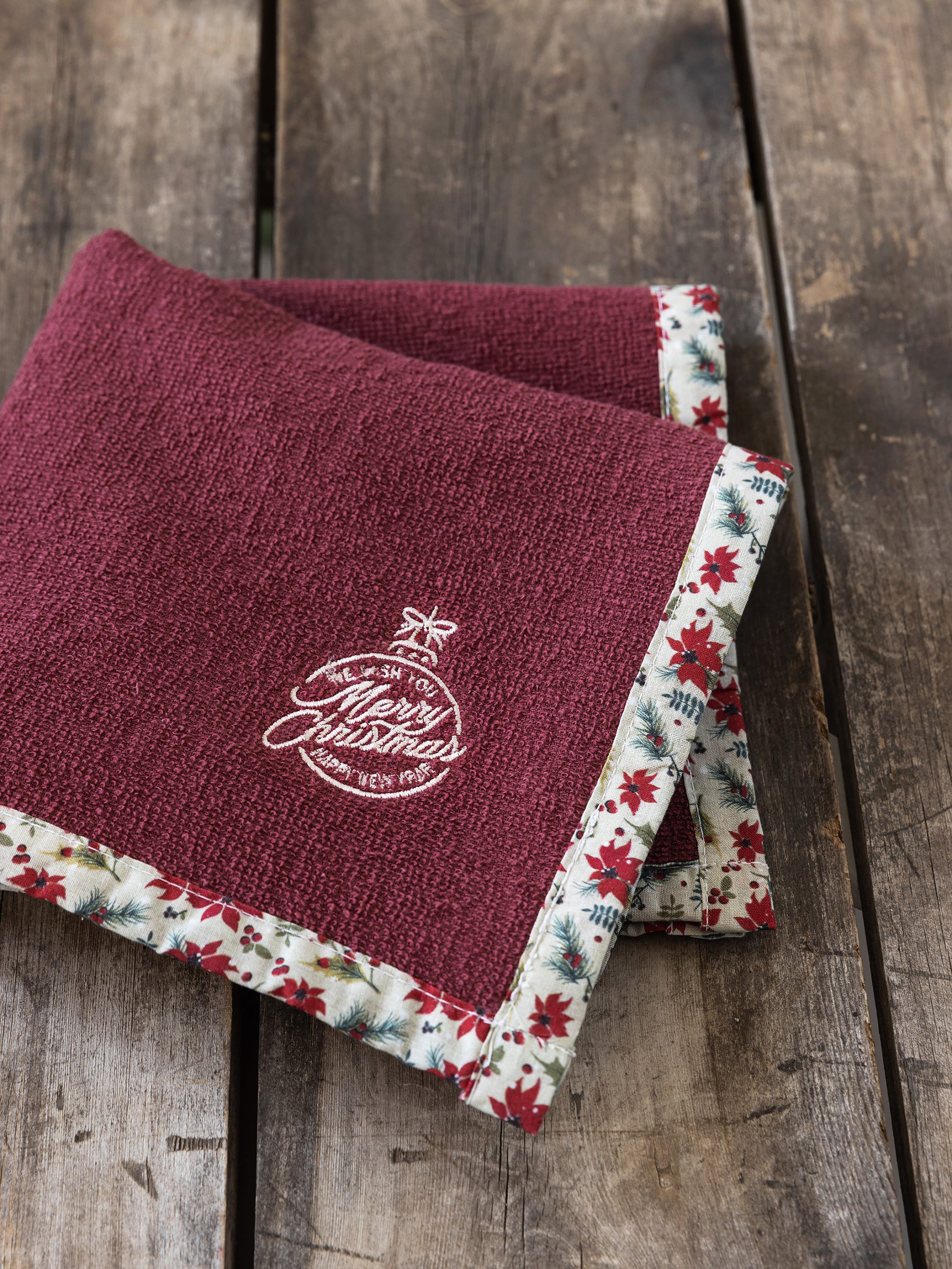 Nima Home Πετσέτα Κουζίνας 40x40 - Merry Κόκκινο