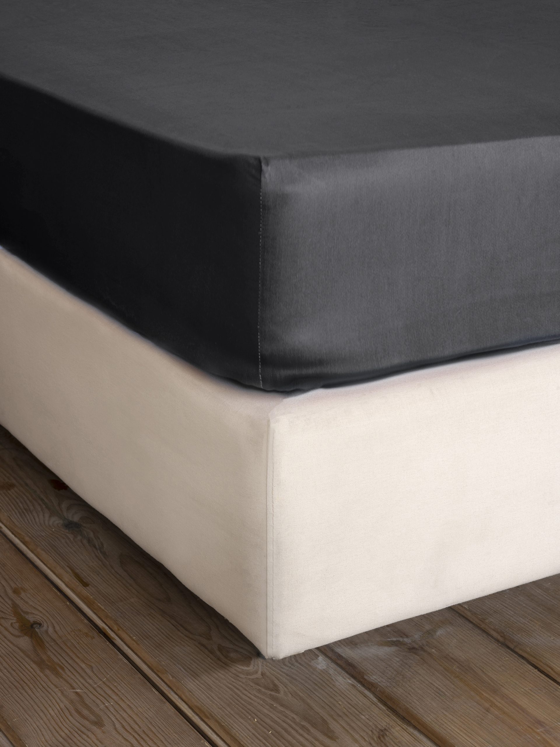 Nima Home Σεντόνι Υπέρδιπλο με Λάστιχο Superior Satin - Black Μαύρο