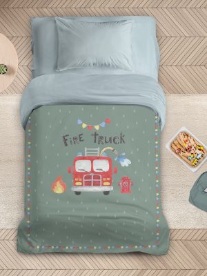 Nima Kids Πάπλωμα Μονό 160x240 - Fire Truck Πράσινο