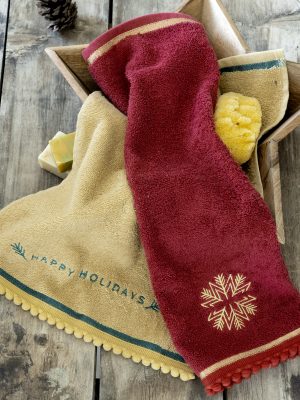 Nima Home Σετ Πετσέτες (2 x 30x50) - Happy Holidays Κόκκινο, Μουσταρδί
