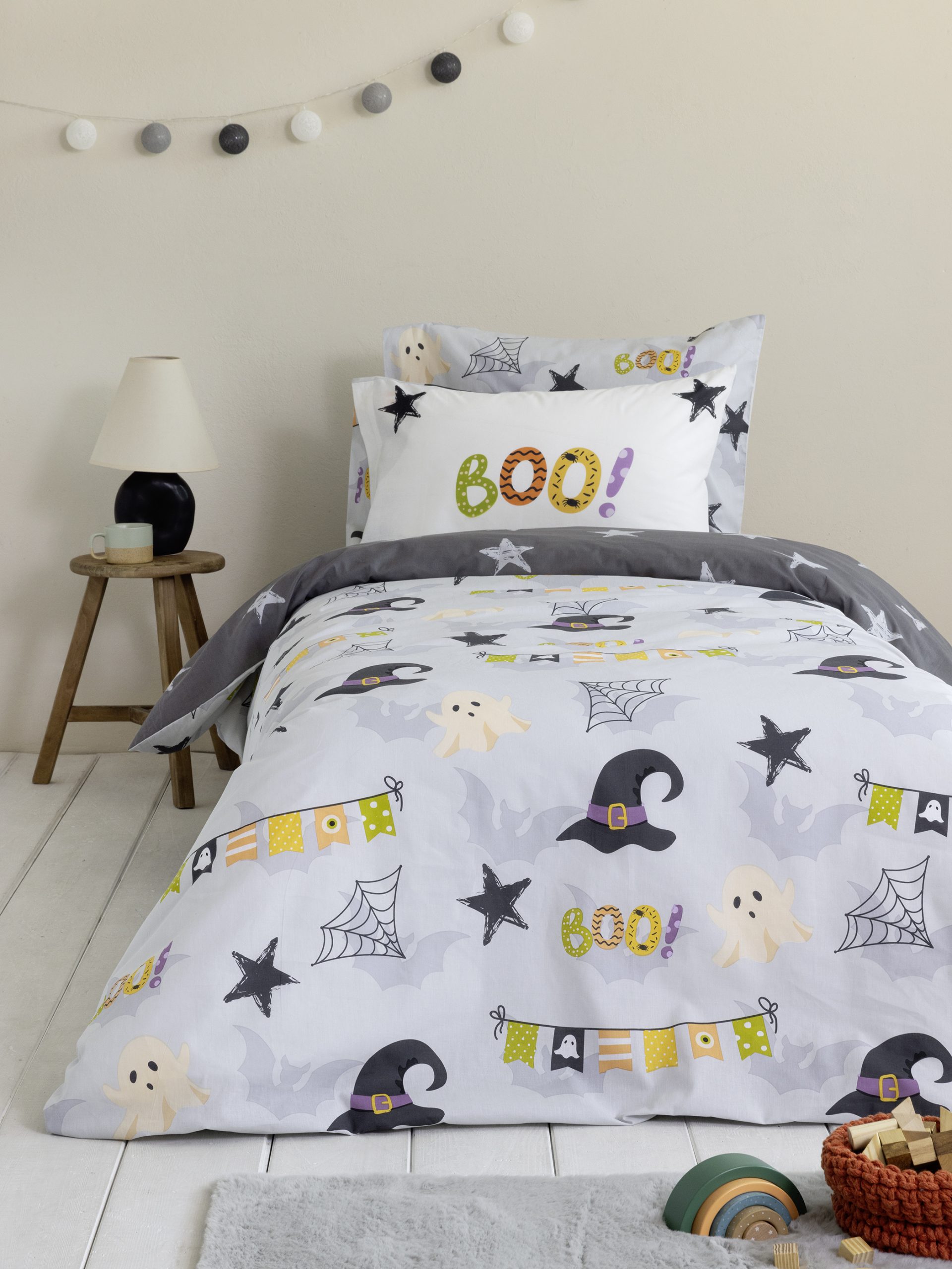 Nima Kids Σετ Σεντόνια Μονά με Λάστιχο - Boo! Γκρι