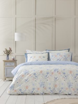 Nima Home Σετ Σεντόνια Μονά με Λάστιχο - Idylle Μπεζ, Γαλάζιο