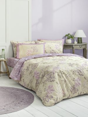 Nima Home Σετ Σεντόνια Υπέρδιπλα - Tiare Μπεζ, Λιλά