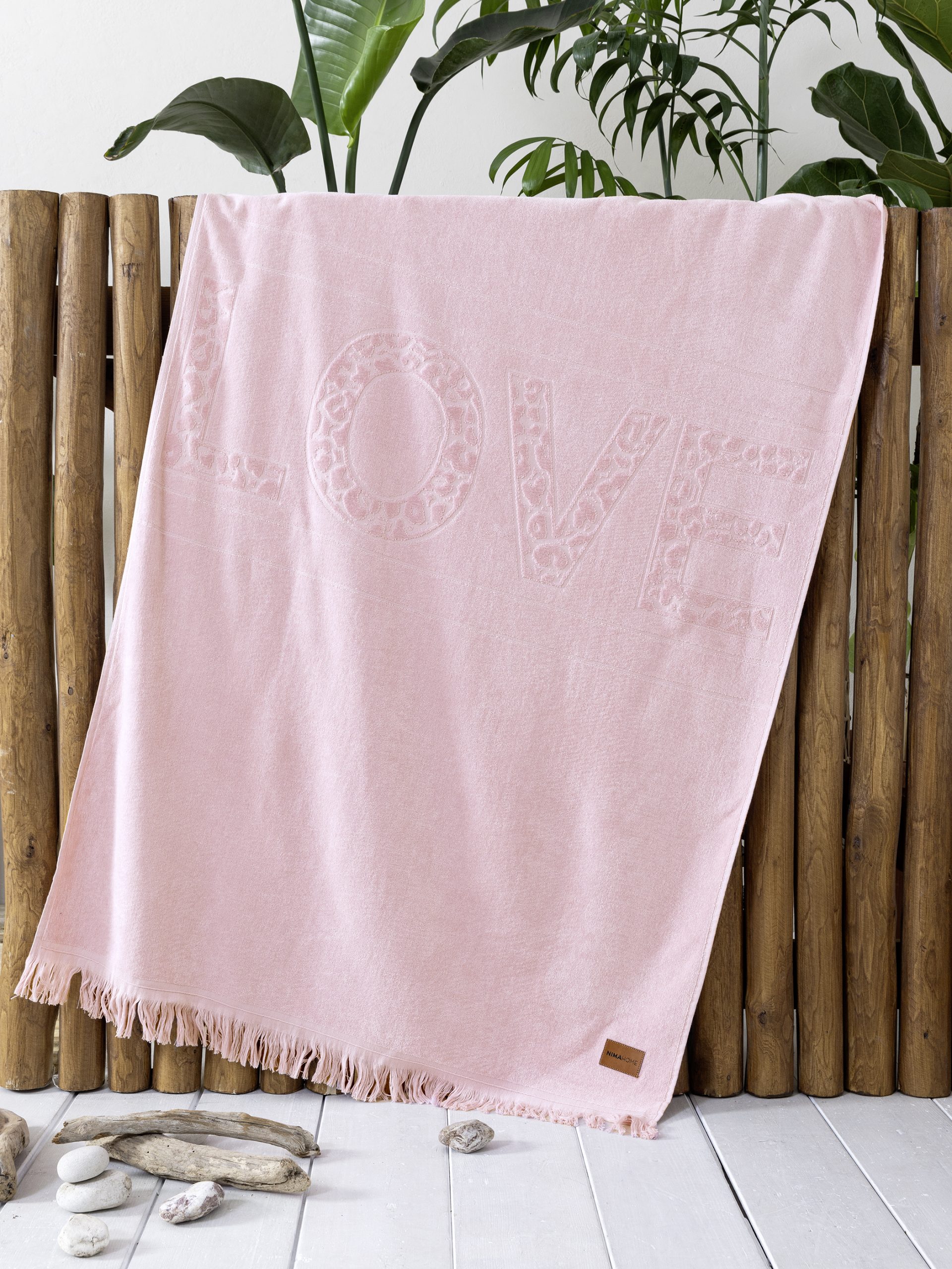 Nima Home Πετσέτα Θαλάσσης 90x160 - Salty Love Jacquard Ροζ