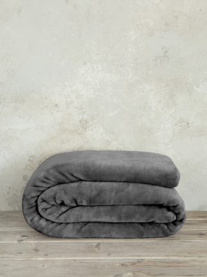 Nima Home Κουβέρτα Βελουτέ Υπέρδιπλη 220x240 Coperta - Dark Gray Γκρι