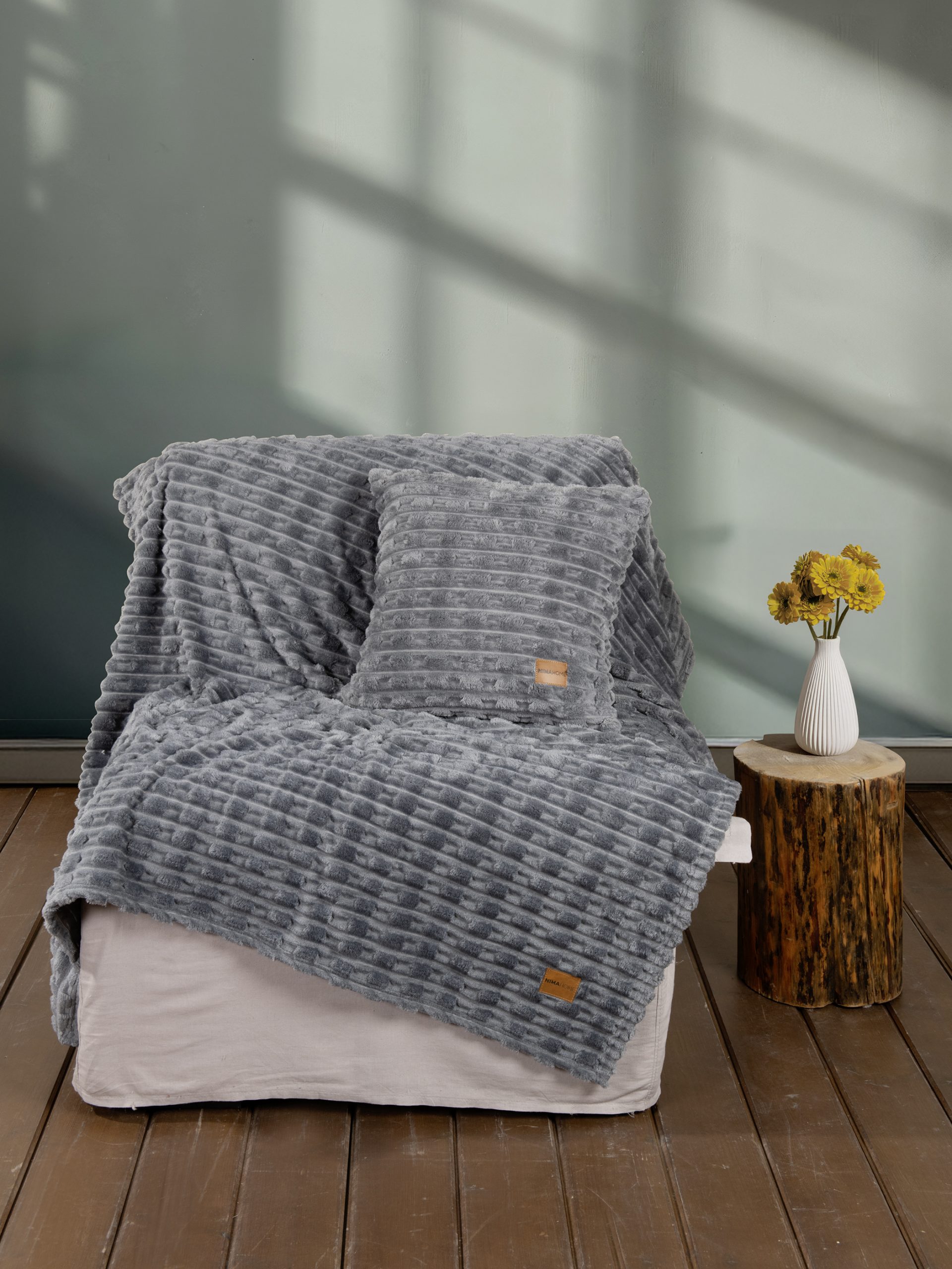 Nima Home Κουβέρτα καναπέ 130x170 - Savara Dark Gray Γκρι