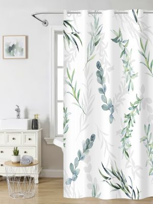 Nima Home Κουρτίνα Μπάνιου 180x200 - Cedar Λευκό, Μπλε, Πράσινο