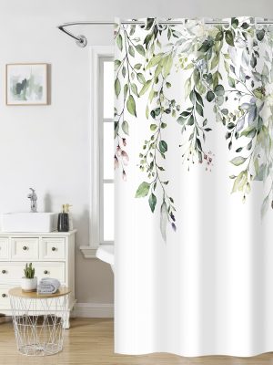 Nima Home Κουρτίνα Μπάνιου 180x200 - Vera Λευκό, Πράσινο