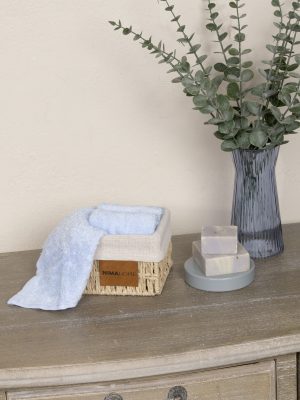 Nima Home Καλαθάκι με 3 τεμάχια Λαβέτες - Bamboo Bloom Light Blue Γαλάζιο