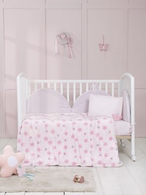 Nima Bebe Κουβέρτα Κούνιας 110x140 - Bloomie Ροζ