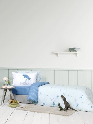 Nima Kids Σετ Σεντόνια Μονά με Λάστιχο - Roar Μπλε