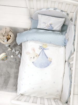 Nima Bebe Σετ Παπλωματοθήκη Κούνιας - Little Mister Λευκό, Γαλάζιο